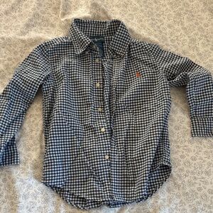 Ralph Lauren Navy and White Checkered Kids Button-Down Shirt